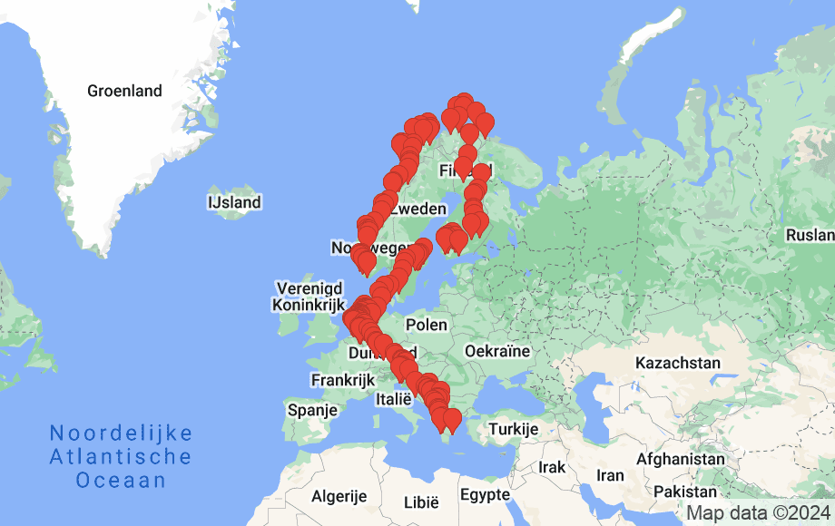reisverloop eerste helft