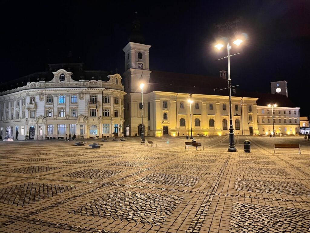 sibiu large square night