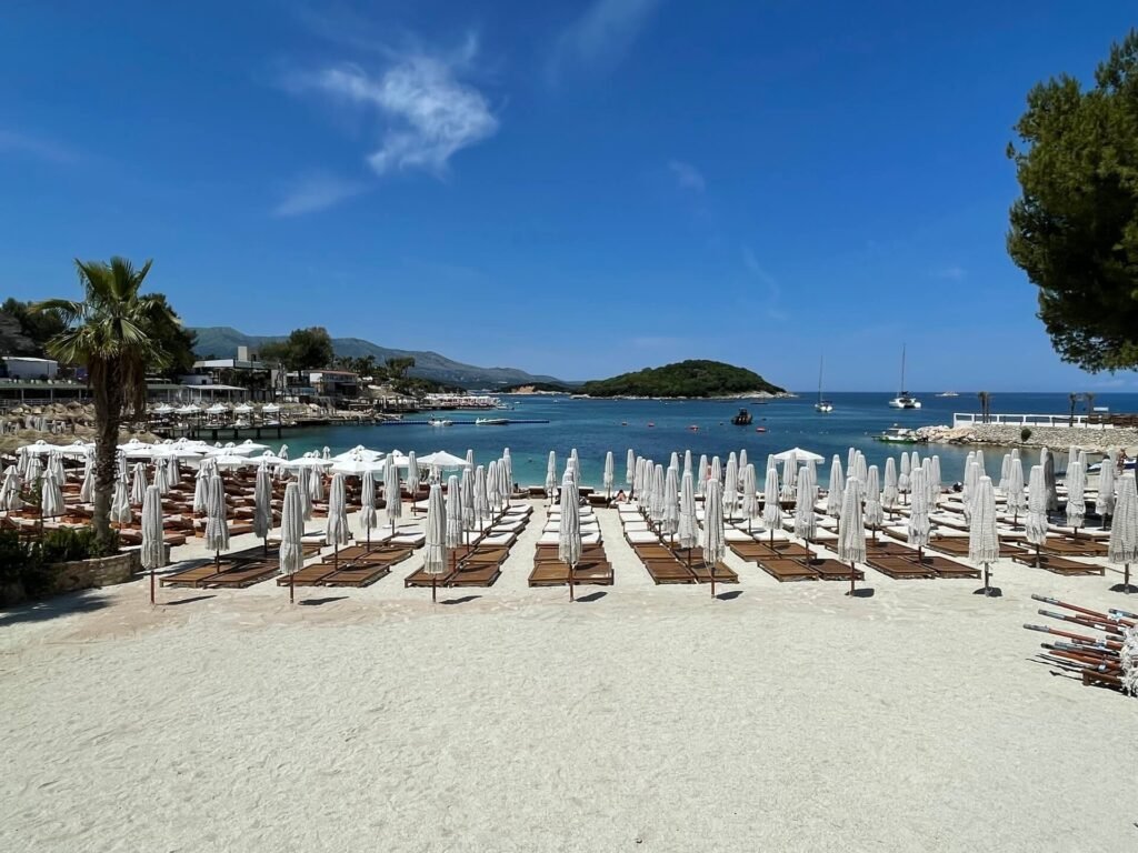 Ksamil beach parasols